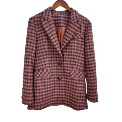 China Anti-pilling 2021 New Women's Blazer Plaid Suit Coat Office Ladies Work Jackets Autumn Winter Women's Wool Upper And Coat Clothing for sale