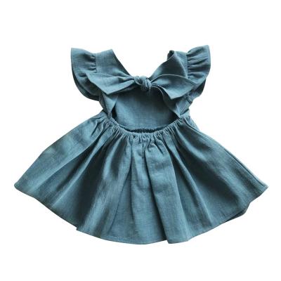 China Anti-wrinkle Baby Cotton and Solid Color Canvas Children's Skirt with Bow Princess Dresses Tutu Skirt Kids Girls Dress Sets for sale