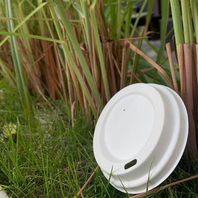 China Fiber Cup Lids Sugarcane Bagasse Coffee Cup Lid Eco-Friendly Disposable Biodegradable Non-Refillable Lid for sale