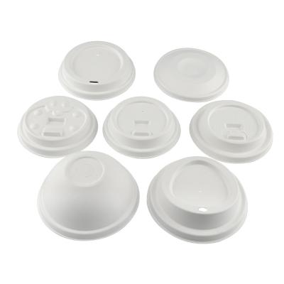 China Disposable 100% Biodegradable Sugarcane Bagasse Pulp Lids With Lock For Paper Coffee Cup for sale