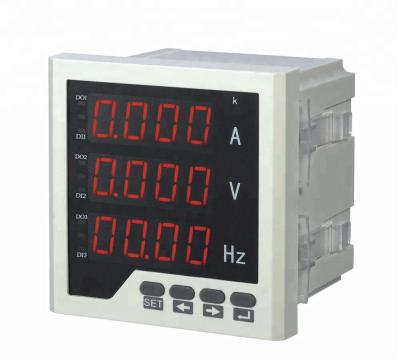 China RS485 3 Row LED Display AC Ammeter Volt Amp Hz Meter 3 Phase AC Voltage Data Logger for sale