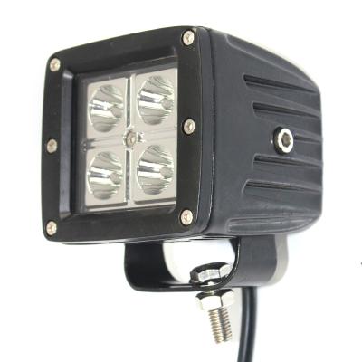 China 3 Inch 12W 12v LED Tractor Work Light - Square - 1020lm - Flood Spot - For ATVs Jeeps 4x4 Trucks Cars 4WD Off-Road Vehicles HK-KB02 for sale