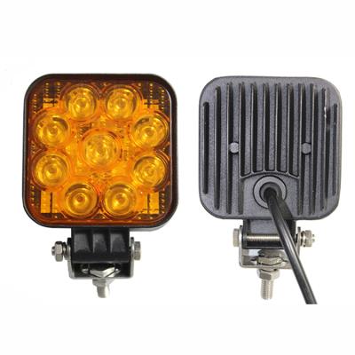 China 27W Mini 3in Square LED Work Light For Fog Lights - White Amber Light - For Jeeps 4x4 Off-Road Tractor ATV Agricultural Machinery 3inch for sale