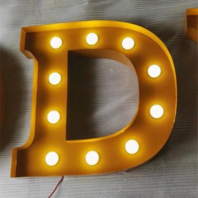 China Custom Outdoor Waterproof Outdoor LED Metal Signs Marquee Letter Sign Board Light Bulb Letter Backlit Signs For Wedding Decoration for sale