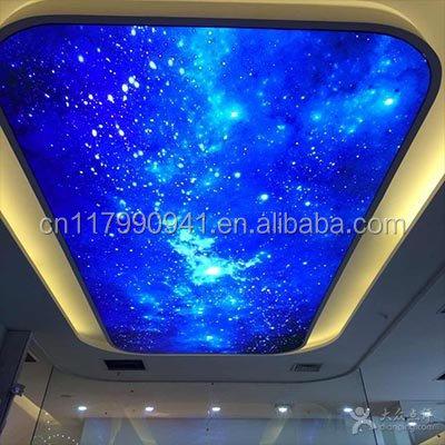 China Beautiful artistic ceilings 3D sky stretch ceiling films with chandeliers for kid's room decoration for sale