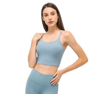 China Breathable Sleeveless Padded Top Yoga Femme Sport Crop Top Woman Gym Women Wrap Crop Shirt for sale