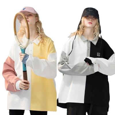 China Wholesale Custom Colorblock Anti Shrink Sports Oversized Shirt Plus Size Long Sleeve 100% Cotton Rugby Polo Shirt for sale