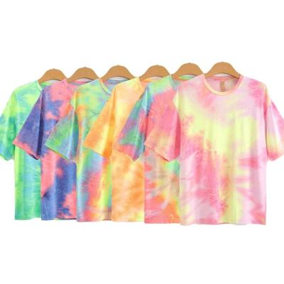 China Anti-wrinkle China Factory Men's Short Sleeve T-shirt Tie Dye Pattern Fluorescent T-shirt for sale