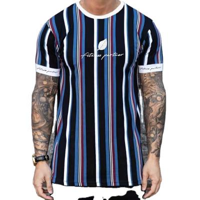 China 2020 Viable Trendy Street Wear High Quality Multi Color Stripe Plus Size Custom T-Shirt For Men for sale