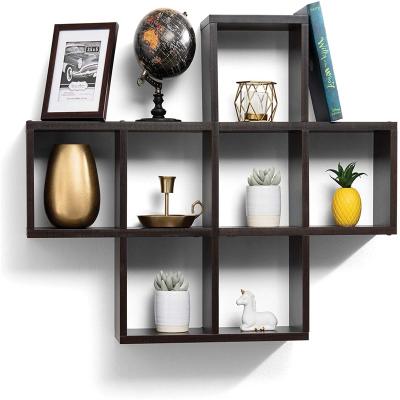 China Foldable Hot Sale New Modern Dark Brown Wooden Wall Mount Shelf With Good Price for sale