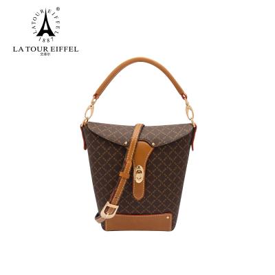 China Others Lisa with the same old Arc de Triomphe flower print messenger one-shoulder bag new retro bucket bag women for sale