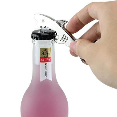 China EE057 Viable Metal Shark Shaped Bottle Opener Promotional Beer Cap Openers Novelty Barware Coke Soda Cap Opener Gift Key Chain for sale