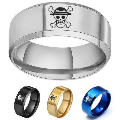 China FASHIONABLE Anime Ring Stainless Steel Skull Symbol One Piece Rings for Men Women Cosplay for sale