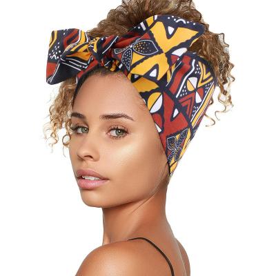 China Decorate Design 2022 Hot African Pattern Satin Lining Bowknot Customize Women Printing Hair Accessories Make Up Headband for sale