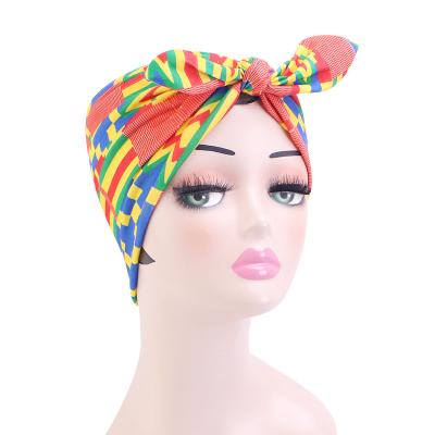 China 2021 Sporty Bow Pattern Wholesale Headscarf Turbans Headband African Women Headwrap for sale