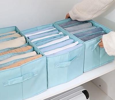 China Workable Closet Drawer Divider 7 Grids Organize Foldable Cloth Storage Box Stackable Closet Organizer Jeans Clothes Shirt Pants Organizer for sale