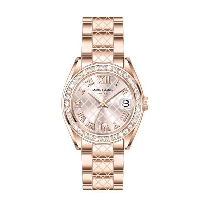 China Hot Selling Automatic Logo Crystal Rose Gold Stainless Steel Custom Date HS-3185 Quartz Watches Luxury Women Wrist Watches for sale