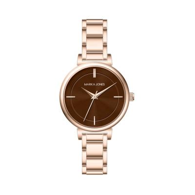 China Modern Design Mini Watch For Women Rose Gold Japan Movement Brown Minimalist Quartz Simple Dial Chronograph HS-1004 28mm 3ATM for sale