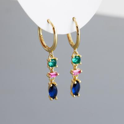 China Fashion Environmental Friendly Gold Plated Sterling Silver Or Colorful Zircon Diamond 925 Tassel Earrings Women 2022 Trendy for sale