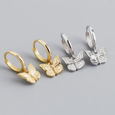 China Good Quality Environmental Friendly Korean Gold Plated 925 Sterling Silver Butterfly Earrings Jewelry for sale