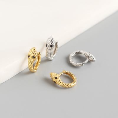 China Hot Sale Environmental Friendly Gold Plated 925 Sterling Silver Snake Circle Hoop Earrings Women Jewelry for sale