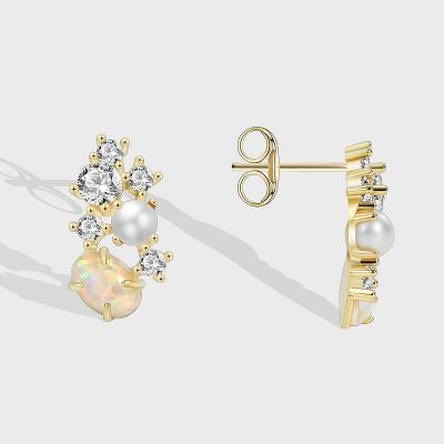 China Environmental Friendly Retro Gold Plated With Opal Zircon Diamond Bead Charms For Jewelry Making Earrings For Dinner Party for sale