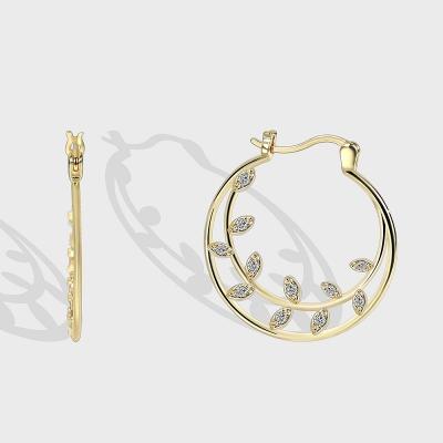 China Fashion Environmental Friendly Earrings Trend Big Shiny Gold Plated 2022 Circle Leaf Earring Dropshipping for sale