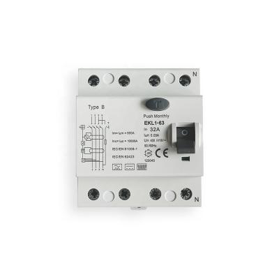 China IEC 61008-1 40A 4Pol RCCB 415V Circuit Breakers EKL1-63B for sale