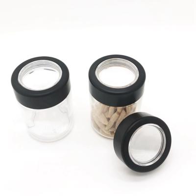 China Eco-Friendly Glass Storage Stash Container 110ML 90ml Viewing Jar Smell Proof Box Case Custom Logo Enlarging 1 Lid 2 3 4 5 Ounces for sale