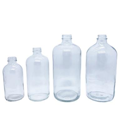 China Personal Care 0.2oz 1oz 2oz 4oz 8oz 16oz 32oz Clear Boston Round Glass Bottle for sale