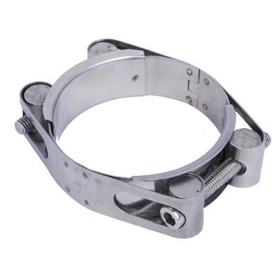 China Heavy Duty High Torque Stainless Steel Double Bolt Double Band Hose Clamp for sale