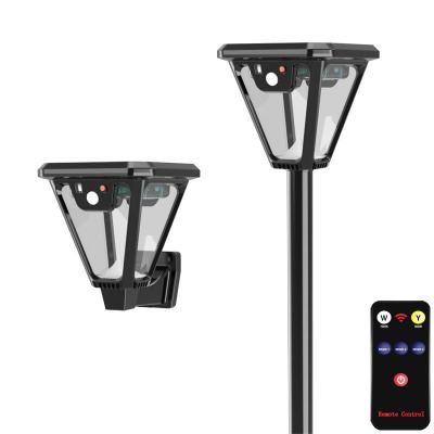 China 2023 New Design V83 LED Multi-Function Waterproof Double Light White Yellow Outdoor Garden Solar Monitoring Lamp for sale