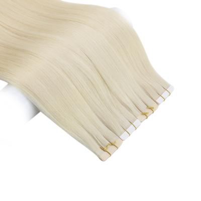 China Moresoo #60 Platinum Blonde Human Hair Extensions Silky Straight 100% Virgin Hair Tape In Hair Extensions for sale