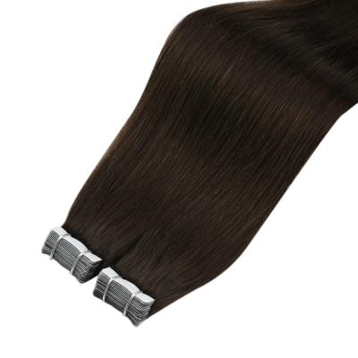 China Moresoo Straight #2 Darkest Brown Remy Hair Tape In Extensions Good Quality Indian Human Hair for sale