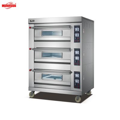 China Bakery Bread Gas Oven Factory Price Bakery Three Platform Gas Pizza Steamer Oven With CE for sale