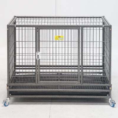 China HS-31FA-90cm Folding Breathable Design Heavy Duty Dog Cage With Tray And Wheels CAGE FRAME for sale