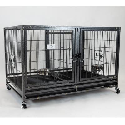 China HS-DG43-T 43inch Breathable Double Door Dog Crate Heavy Duty Frame for sale