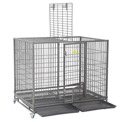 China Durable 50 Inch Folding Design Large Heavy Duty Dog Cage With Caster And Lock for sale