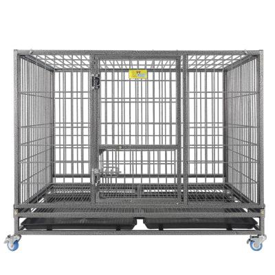 China Durable Folding Design Large 43 Inch Heavy Duty Dog Cage With Caster, Open Top And Lock for sale