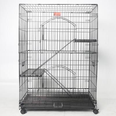 China Breathable HS-W52-36” Large Folding Wire Cat Cage With 3 Tier CAGE FRAME And Platform for sale