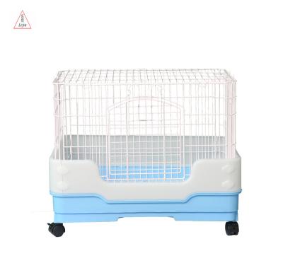 China Breathable 2020 hot product is cheap, foldable and easy to install pet rabbit cage with wheels for sale