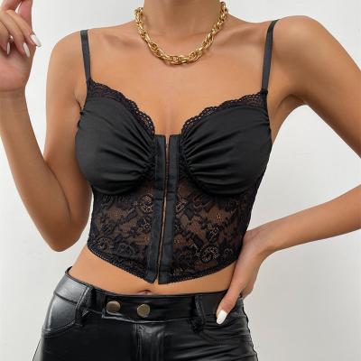 China QUICK DRY Summer Style Women's Ins Style Sexy Lace Buckle Pleated Pattern Crop Corset Crop Top for sale