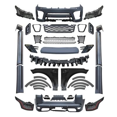 China Plastic Body Kit For RANGE ROVER SPORT 2014-2017 Change To 2018 SVR Model Include Front And Rear Bumper Headlamp Tail Light for sale