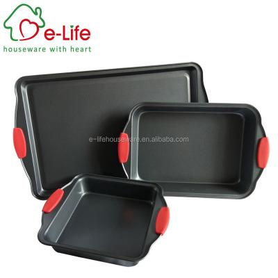 China Viable ELIFE 3PCS CAKE TRAY WITH SILICONE HANDLE for sale