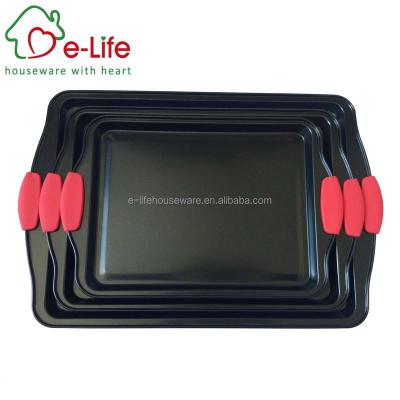 China Viable ELIFE 3PCS COOKIE CAKE TRAY WITH SILICONE HANDLE for sale