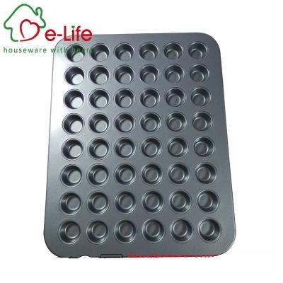 China Disposable factory wholesales 48 cups Mini Cup Muffin Cake Pan with the silver color non-stick coating, 48cup Mini Cupcake Tray for sale