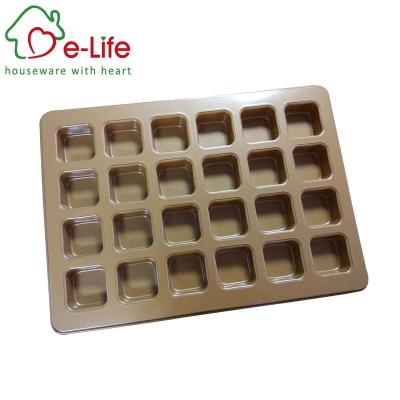 China Viable E-LIFE 24 HOLES SQUARE PUDDING TRAY WITH GOLD COATING for sale