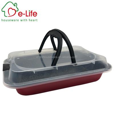 China SMALL NON SUSTAINABLE ELIFE STICK COOKING TRAY 36.5x24.5CM WITH PLASTIC LID for sale