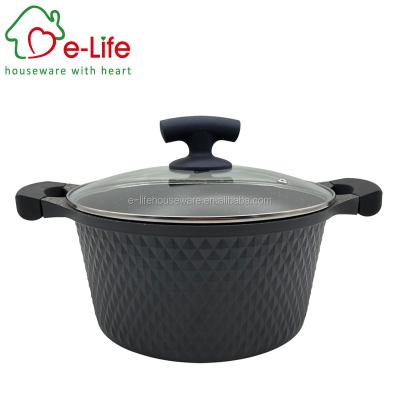 China Elife Sustainable Aluminum Die Casting Diamond 24cm Tiny Casserole With Glass Cover for sale