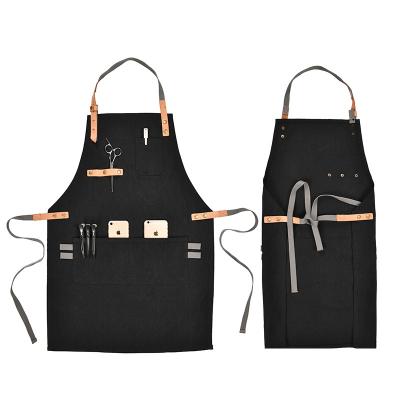 China Heavy Duty Wholesale Canvas Apron For Chef Bib Bartender Barber Apron Leather for sale